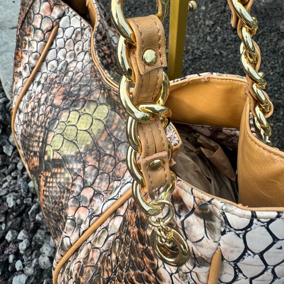 Sharif 1827 Snakeskin Print Shoulder Bag Embossed Vegan Leather NWT with Flaws - Picture 3 of 15